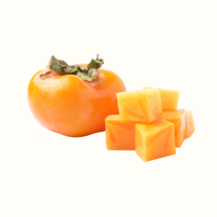Persimmon tree with ripe orange fruit in fall