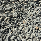 Close-up of small gray stones and pebbles