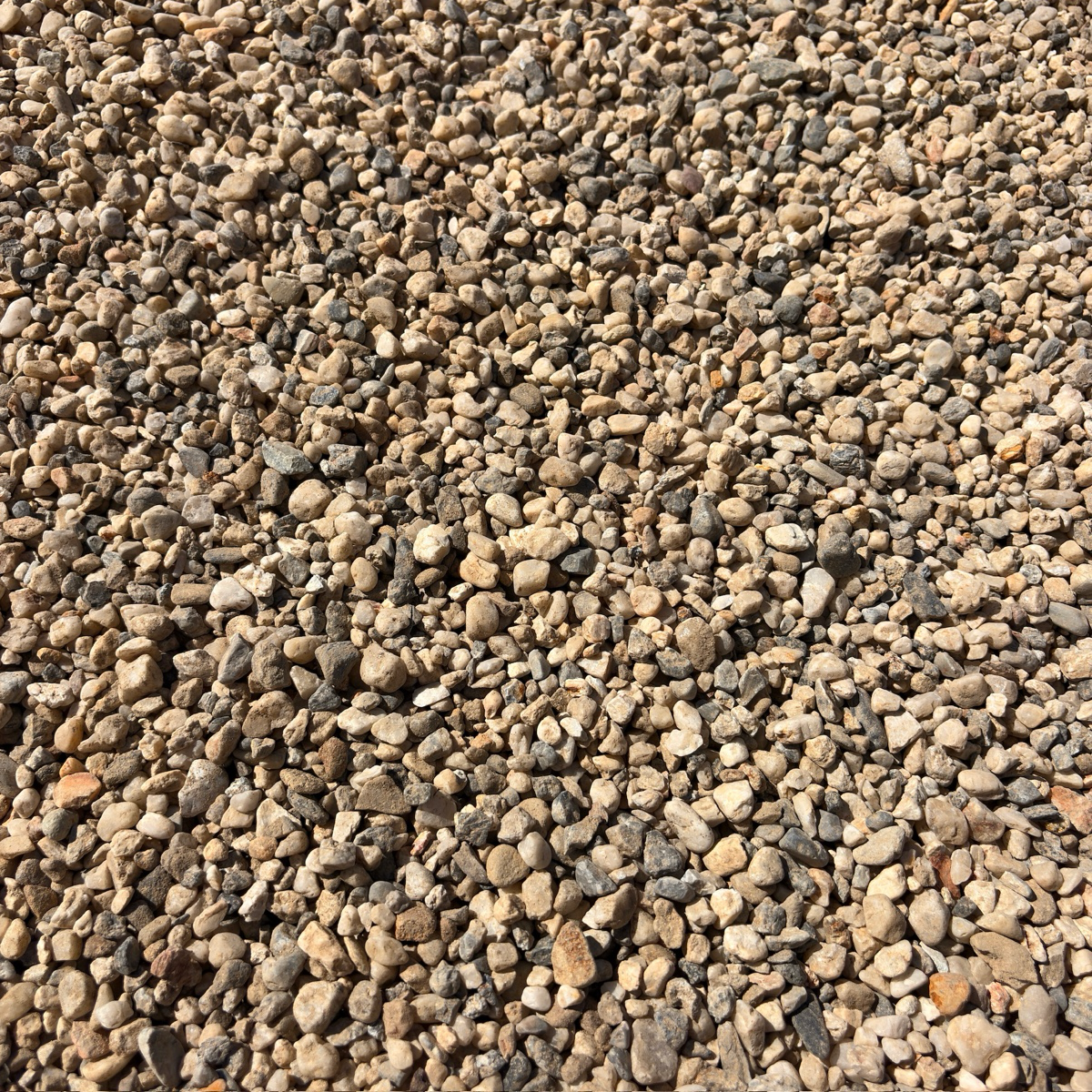 Close-up of small pebbles and gravel in various colors