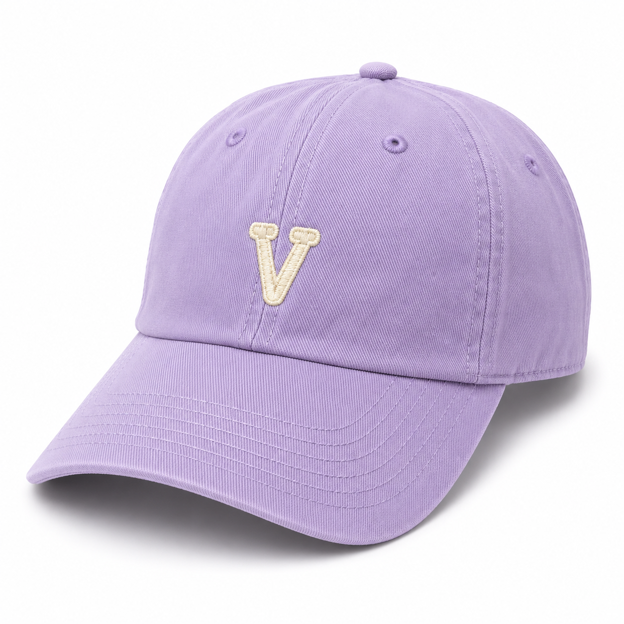 Purple baseball cap with a White V logo, designed as a signature Victory Nursery gift.