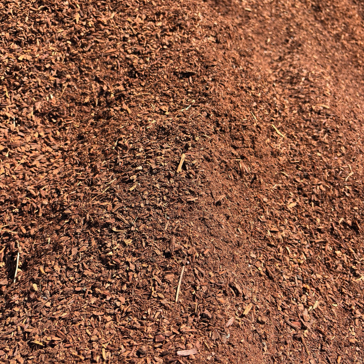 Close-up of brown mulch with a gradient effect